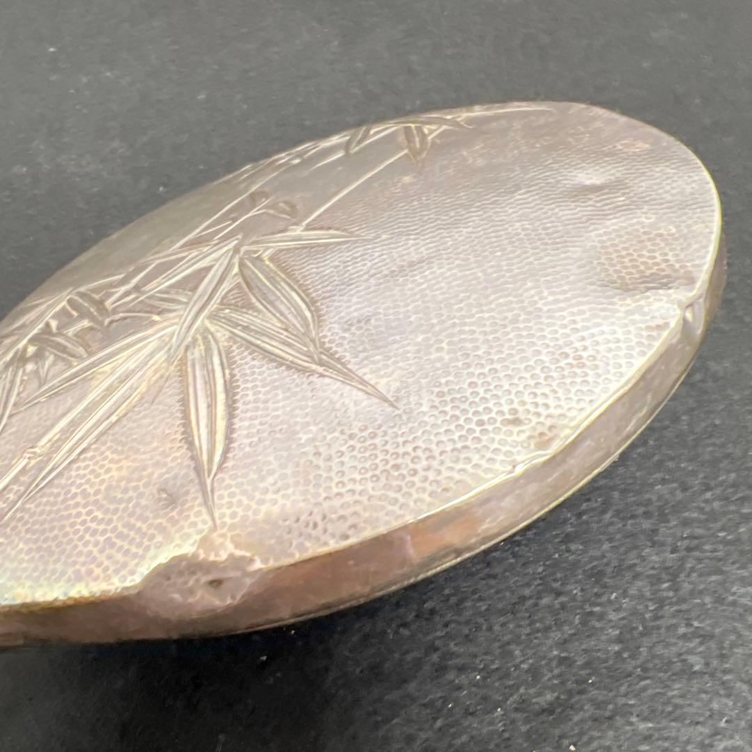 専用　sterling刻印　竹図手鏡　440g 東Y7-1223☆2Fトコチサ