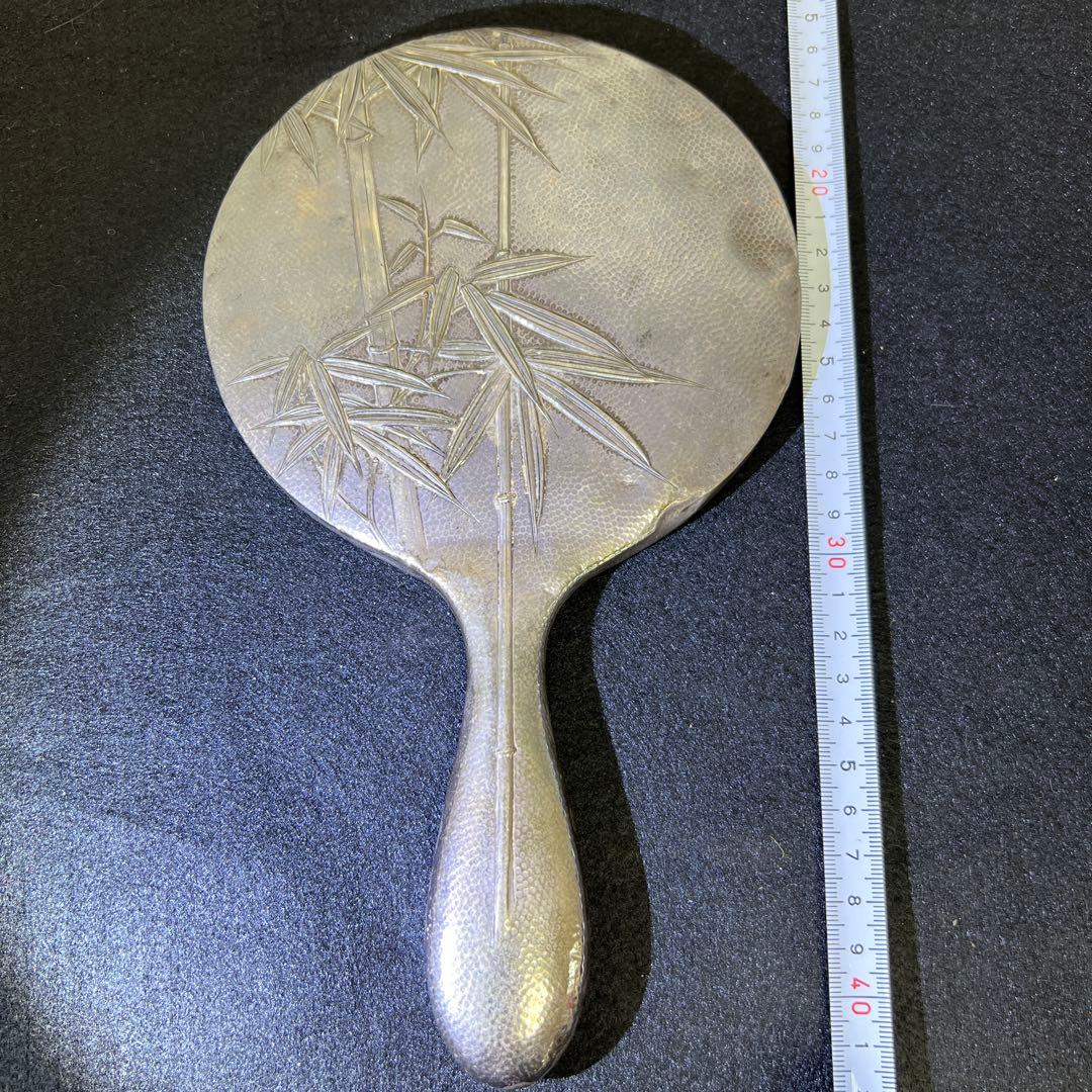 専用　sterling刻印　竹図手鏡　440g 東Y7-1223☆2Fトコチサ