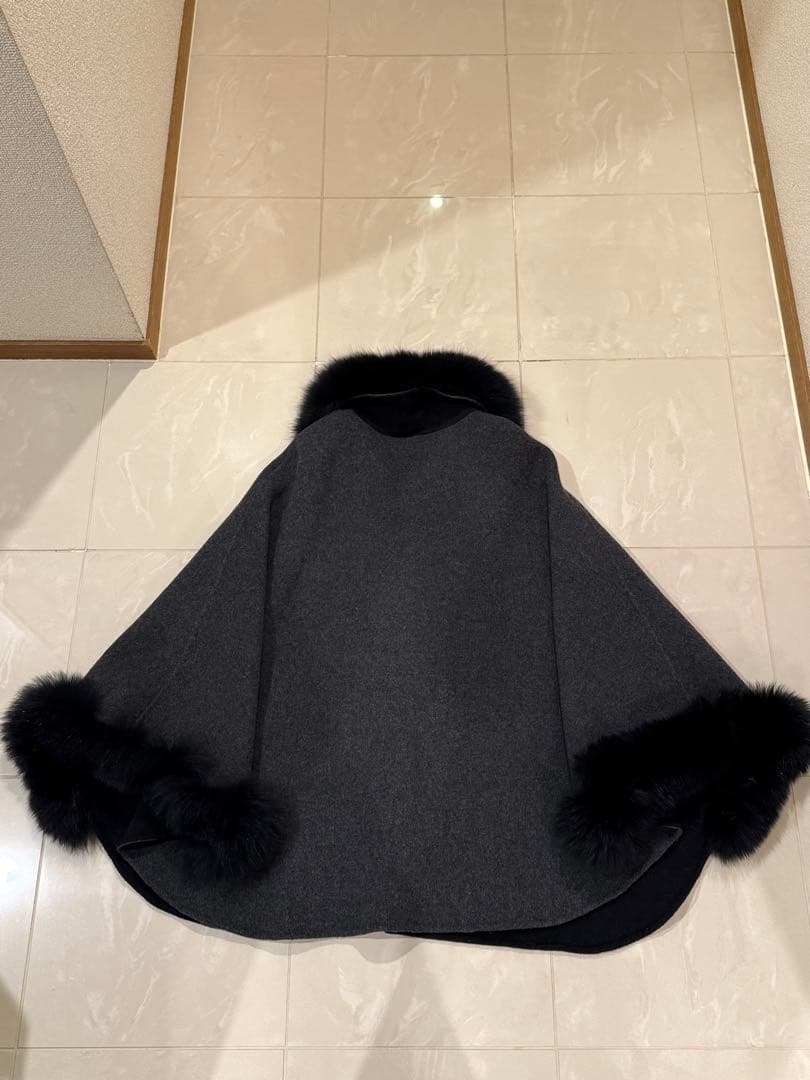 ファーウールカシミヤポンチョ　ウールポンチョコート