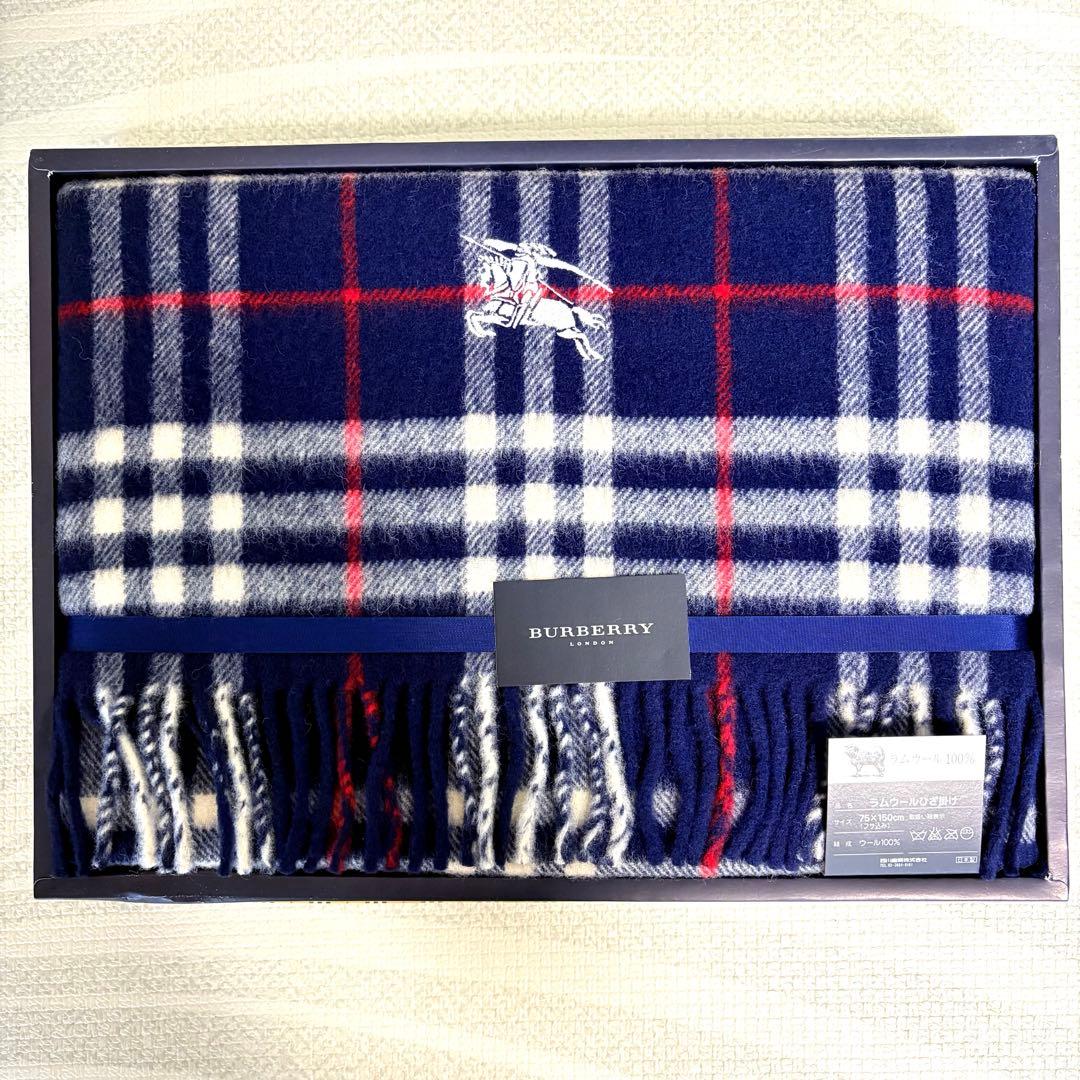 新品　バーバリー　ラムウール100% ひざ掛け　マフラー　75×150cm