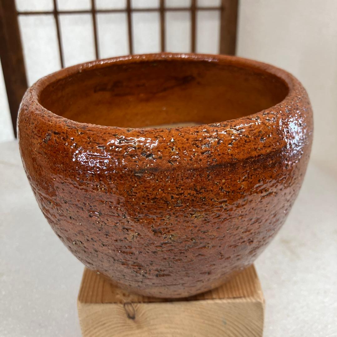 茶道具　火入　飴釉火入　八代　大樋宗春　造　葆光斎書付　共箱　N165AH