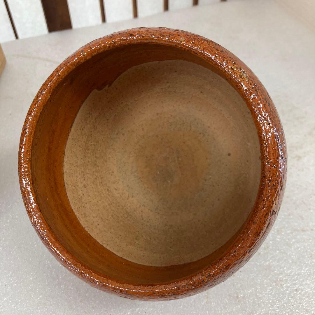 茶道具　火入　飴釉火入　八代　大樋宗春　造　葆光斎書付　共箱　N165AH