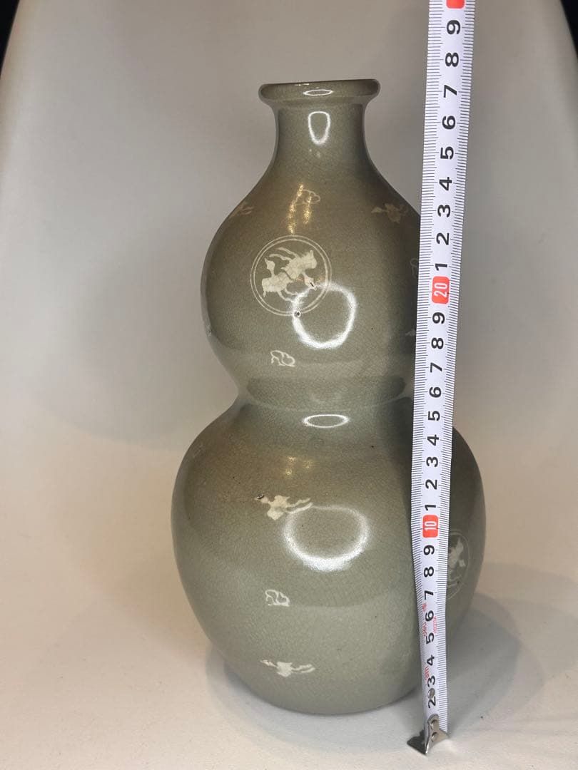 高麗青磁 葫蘆瓶 賞瓶 時代物 古陶磁 韓国 李朝 青瓷