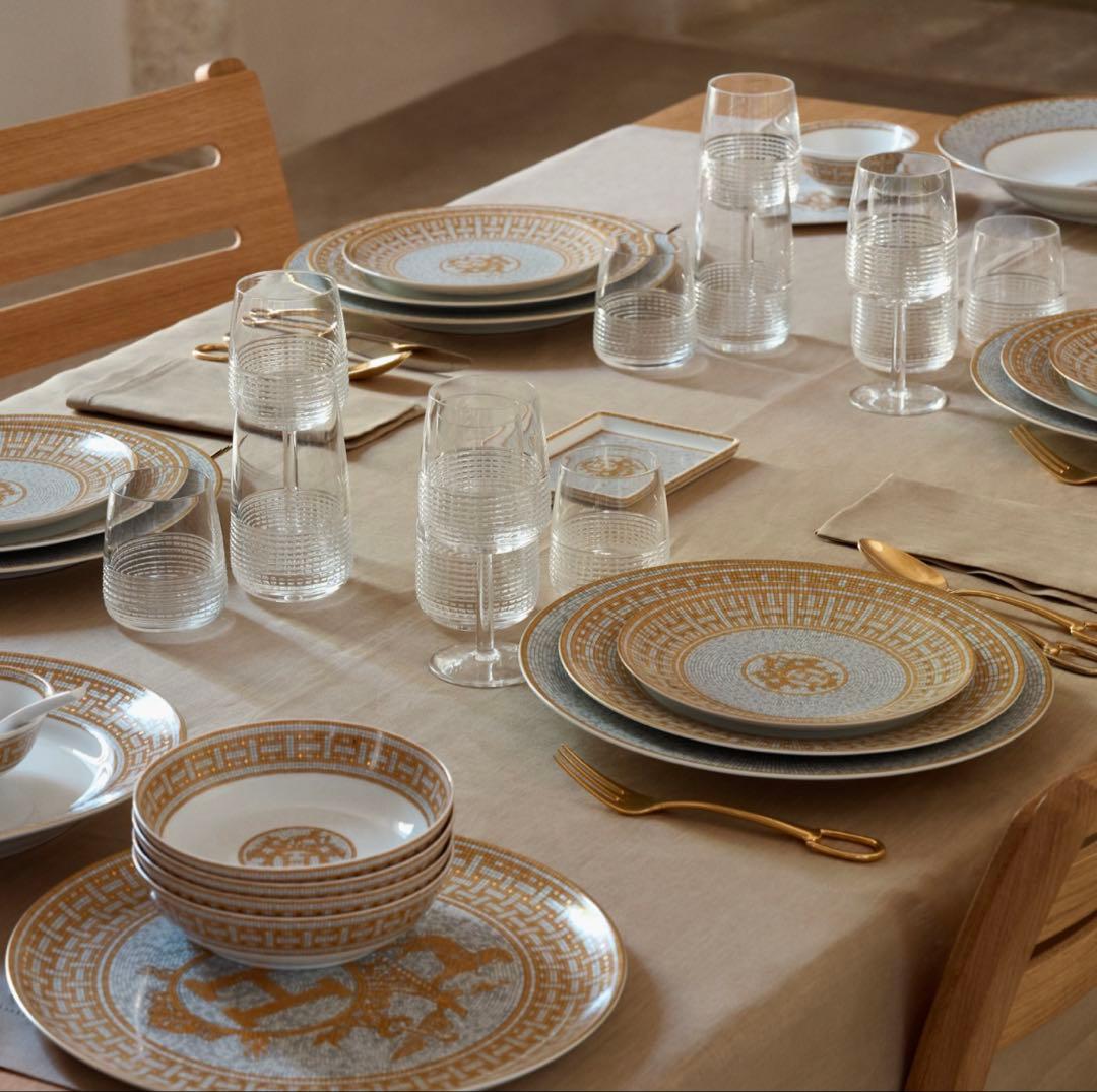 新品未使用2枚 エルメス HERMESデザートプレート　モザイク24 ゴールド