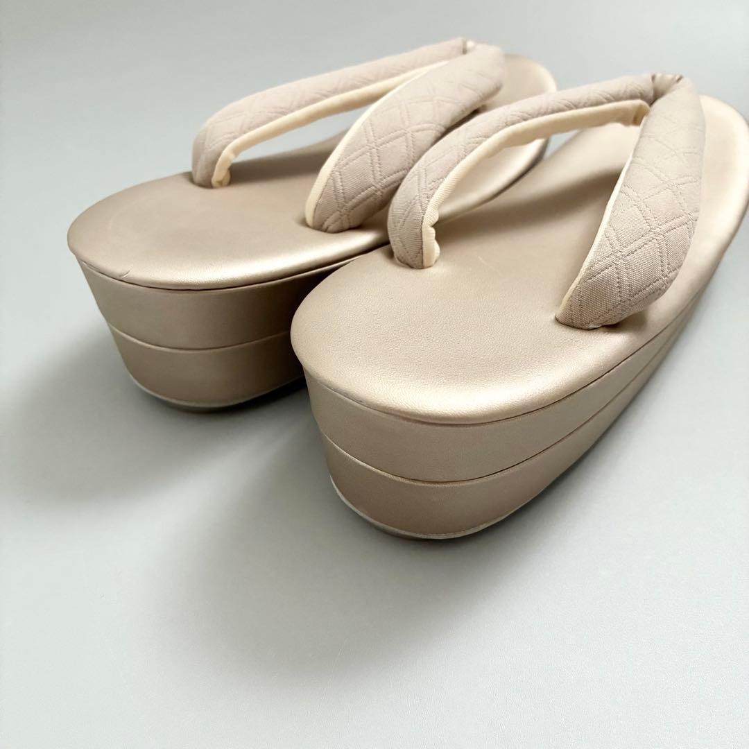 [ベージュ]上品草履バッグセット　フリーサイズ　成人式　卒業式　振袖