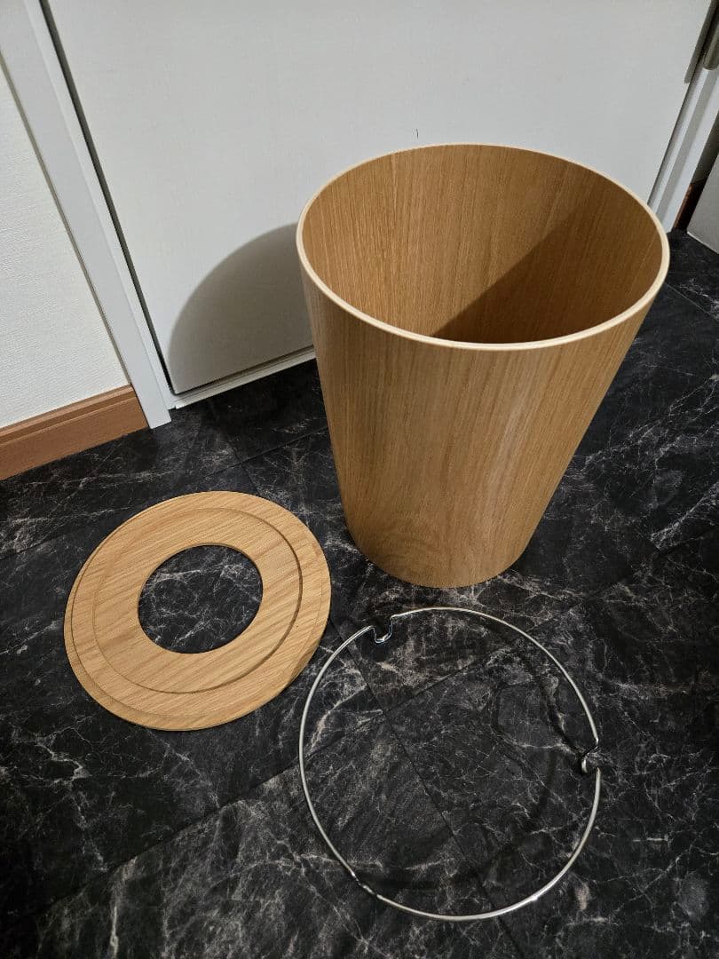 無印良品サイドテーブルベンチ 木目調 円筒形 ゴミ箱 セット