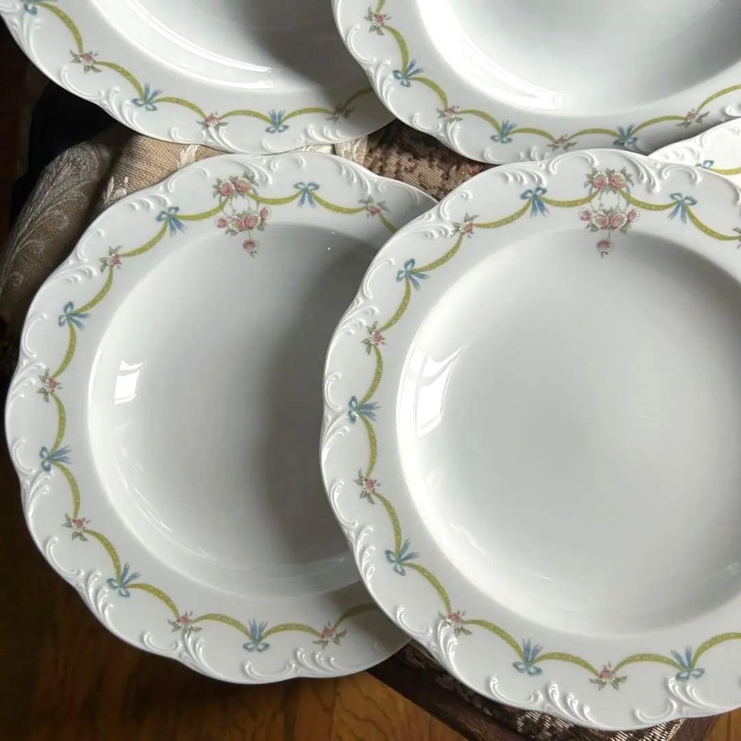 ドイツ製ROSENTHAL可憐なリボンガーランド ホイップレリーフディッシュ6枚