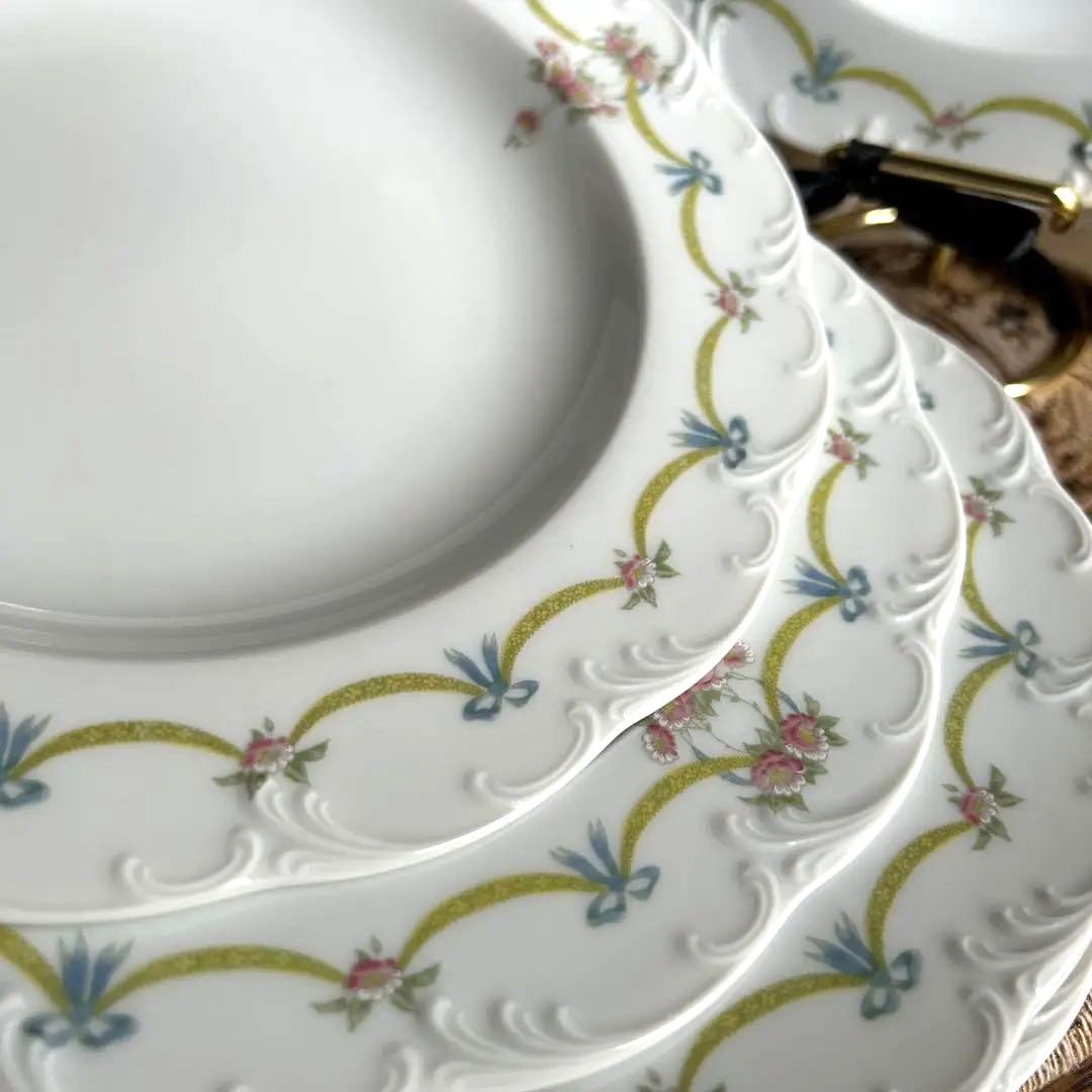 ドイツ製ROSENTHAL可憐なリボンガーランド ホイップレリーフディッシュ6枚