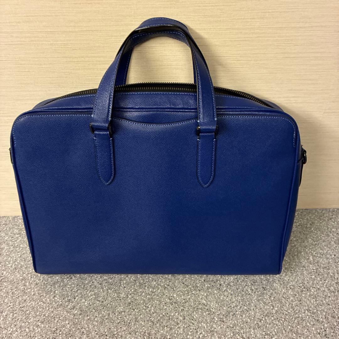 和*明様 美品COACH ビジネスバッグ　ブルーC8173斜めがけ用ストラップ付