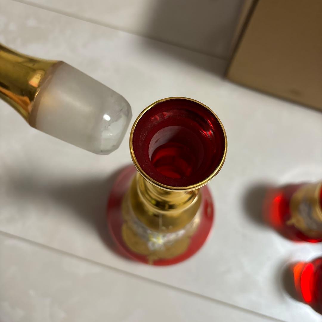 ツボ　コップ　カップ　6客セット　デキャンタ？　まとめうり　ベネチアングラス