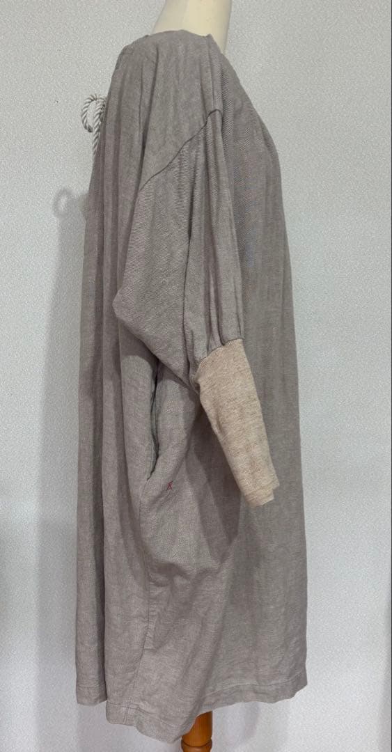 ★カポック★kapoc★SACK★割烹着★リネン ★エプロン★2way★ベージュ