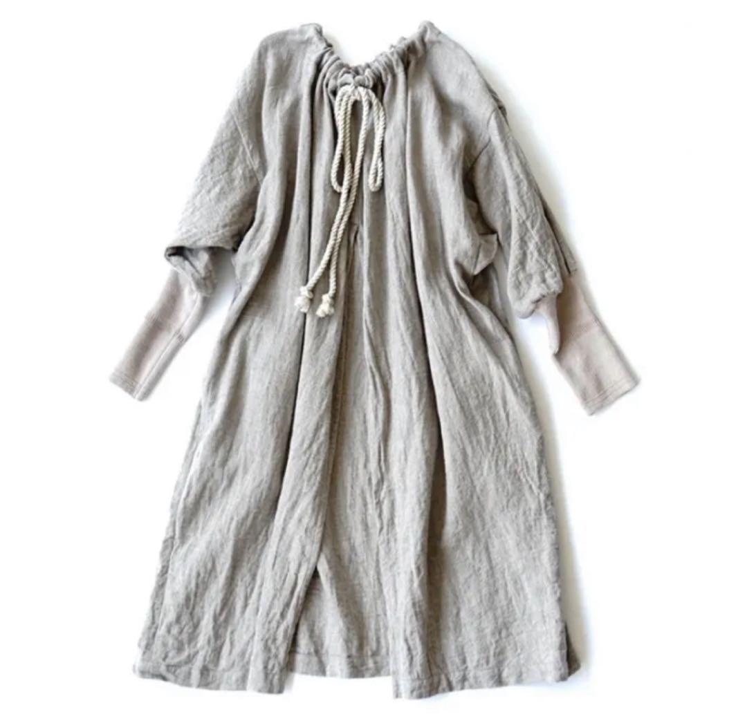 ★カポック★kapoc★SACK★割烹着★リネン ★エプロン★2way★ベージュ