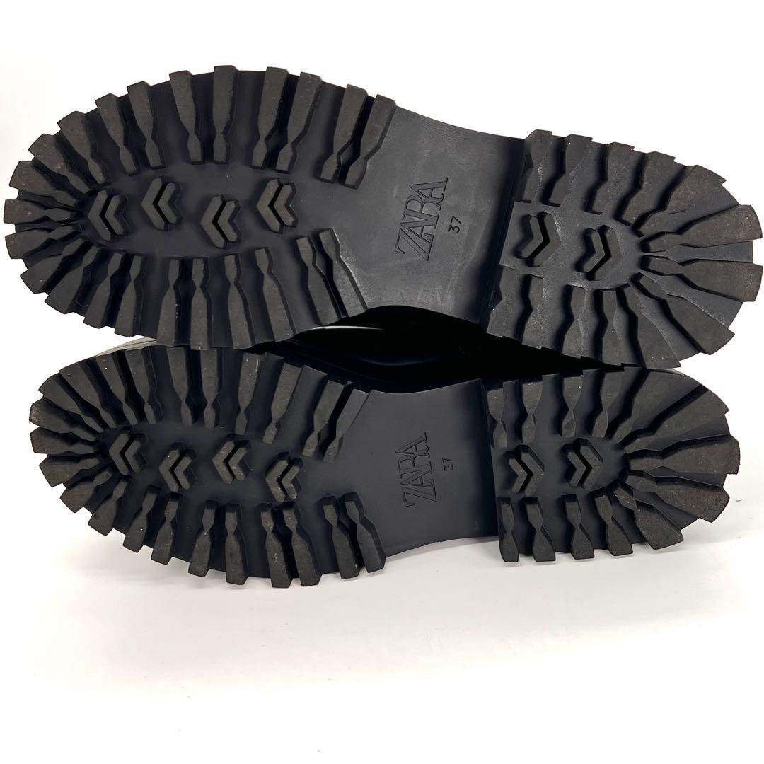 【美品】ZARA ザラ 厚底 ソックスブーツ フロントジップ トラックソール