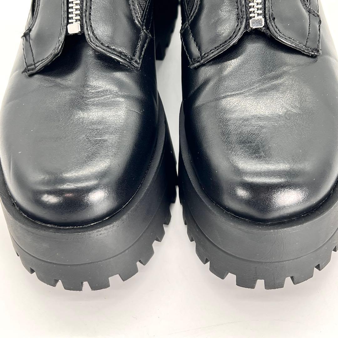 【美品】ZARA ザラ 厚底 ソックスブーツ フロントジップ トラックソール