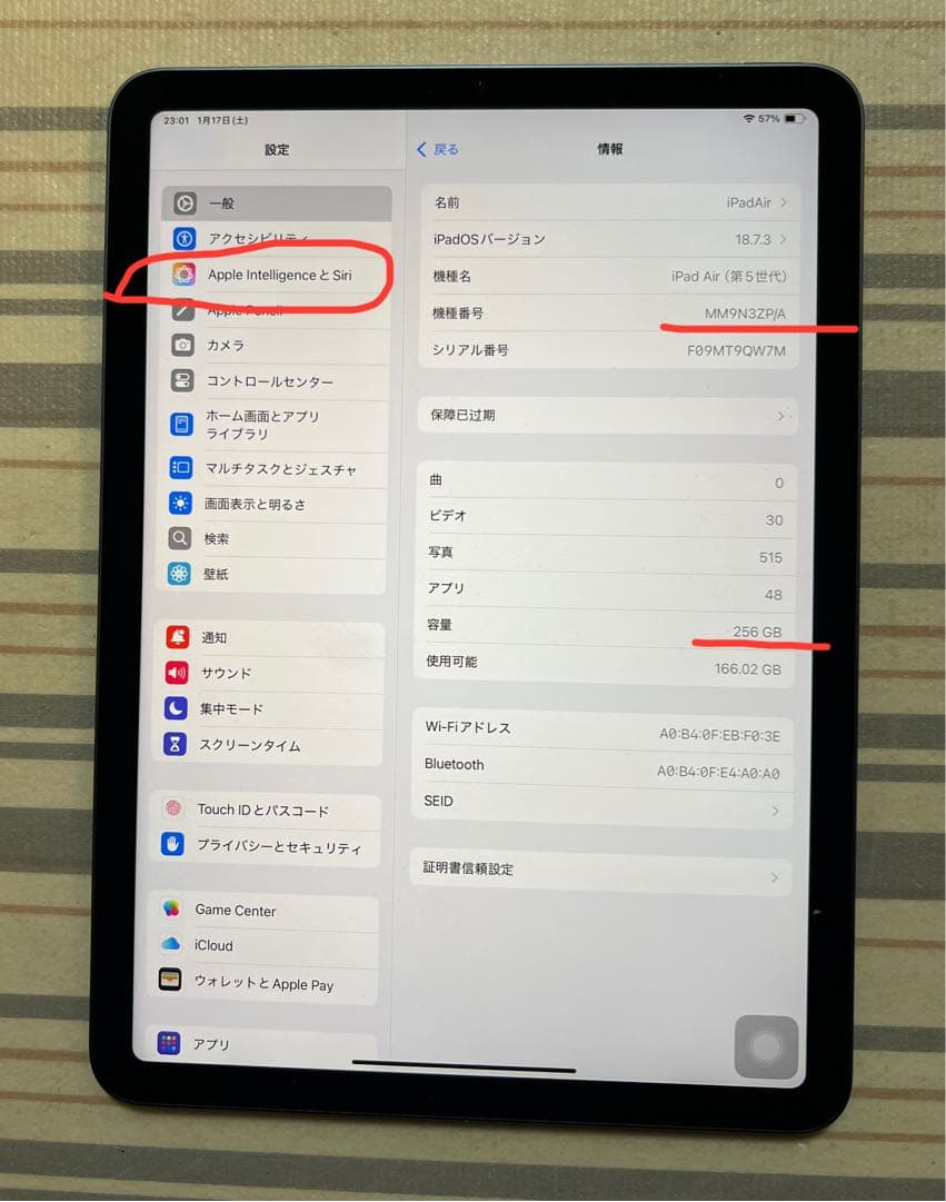 訳品 海外WiFi版 iPad Air（第5世代/2022） 256GB ブルー