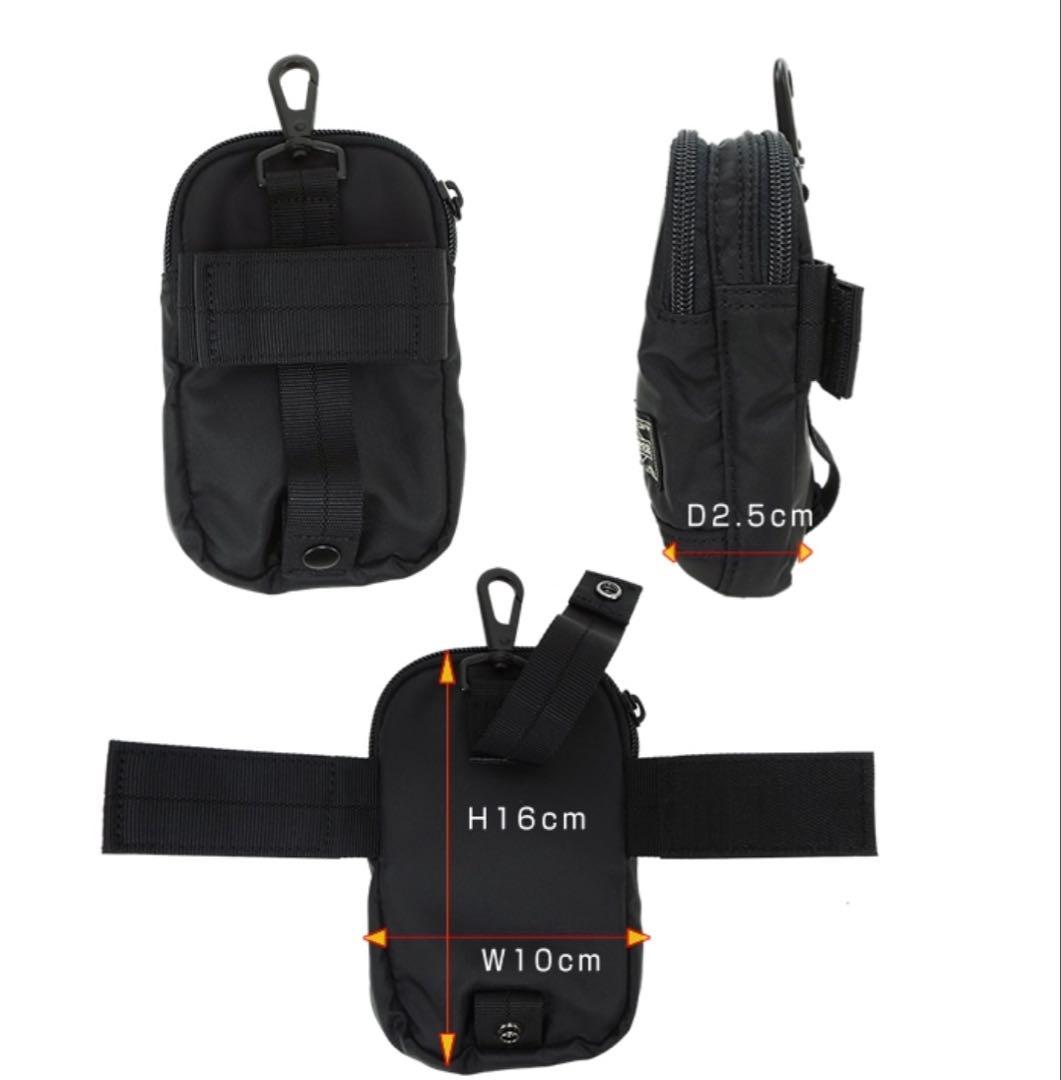 PORTER ブラック ポーチ 日本製 ストラップ付き