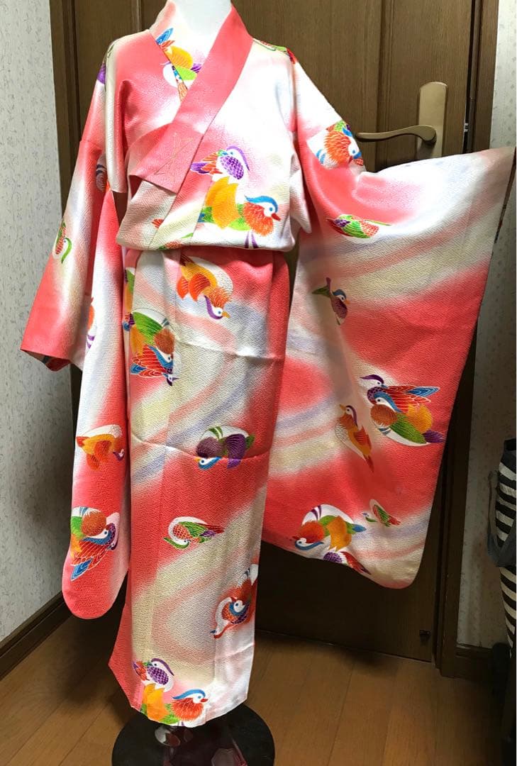 七五三着物　女の子　正絹　姉妹2枚セット‼️仲良しオシドリ❤️5歳7歳　　1歳2歳