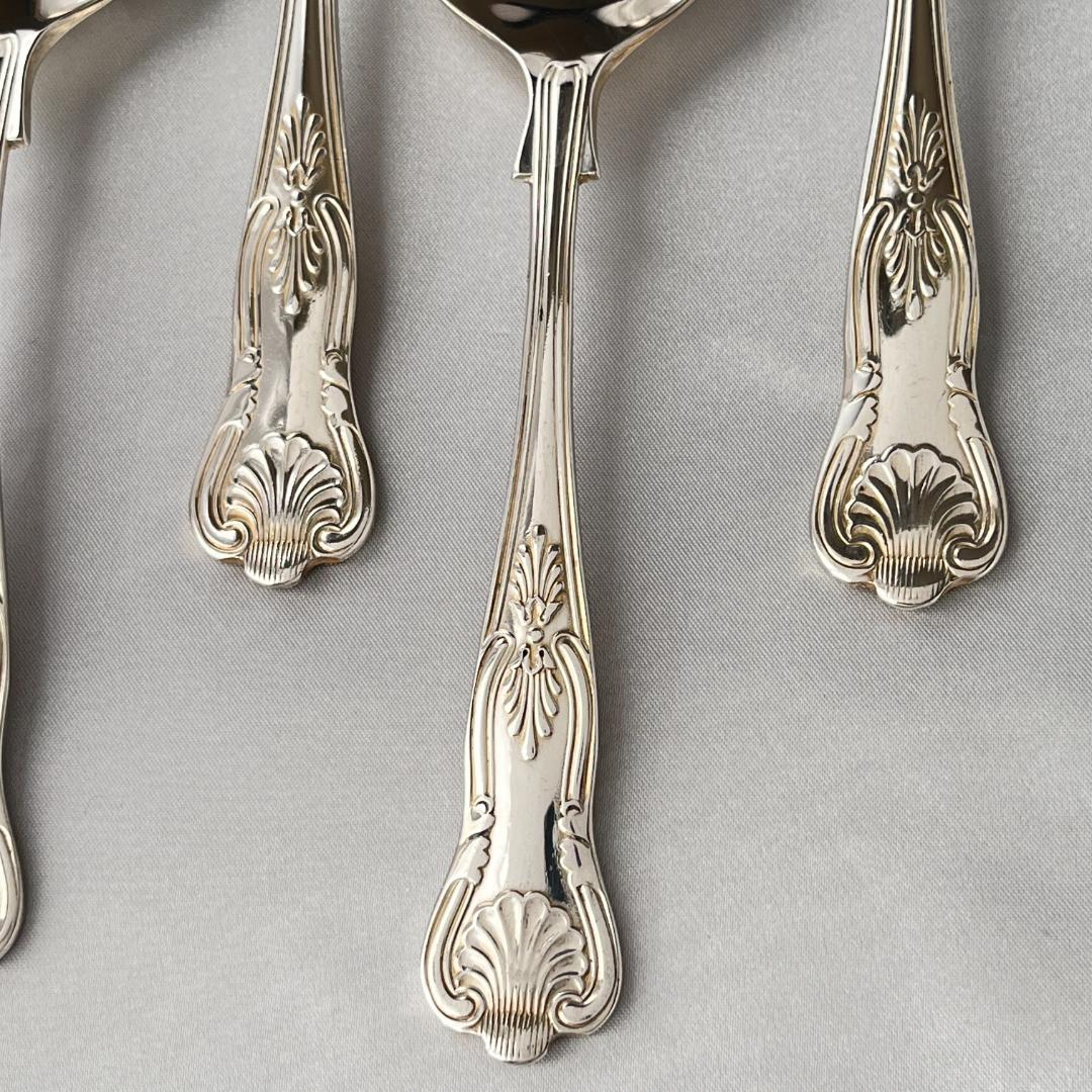 【英国】 キングスパターン コンソメスプーン 6本【シルバープレート】