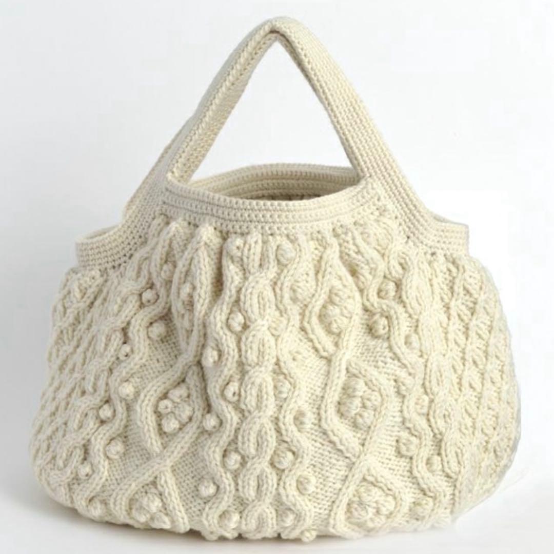 最終値下げ❣️新品♣︎ホビーラホビーレ☆完成品 ウール アラン ラージ トートバッグ