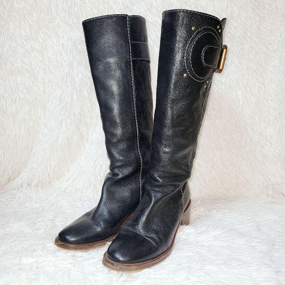 Chloe/クロエ ロングブーツ　Vibram ヒール バックル スタッズ