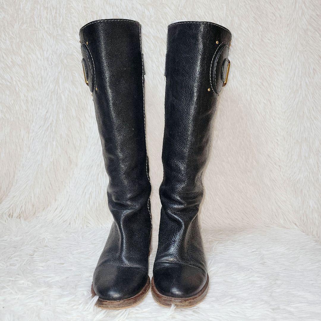 Chloe/クロエ ロングブーツ　Vibram ヒール バックル スタッズ