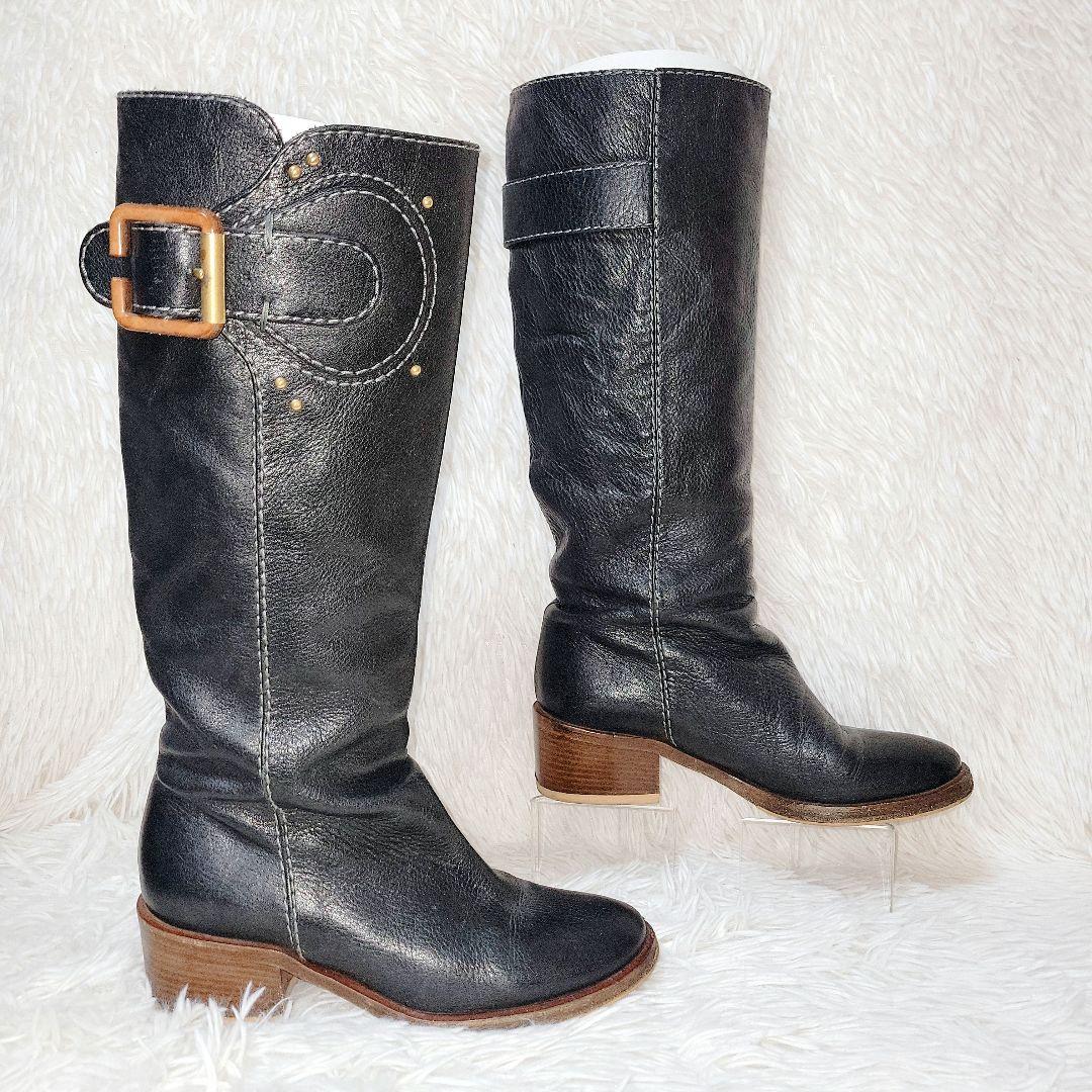 Chloe/クロエ ロングブーツ　Vibram ヒール バックル スタッズ