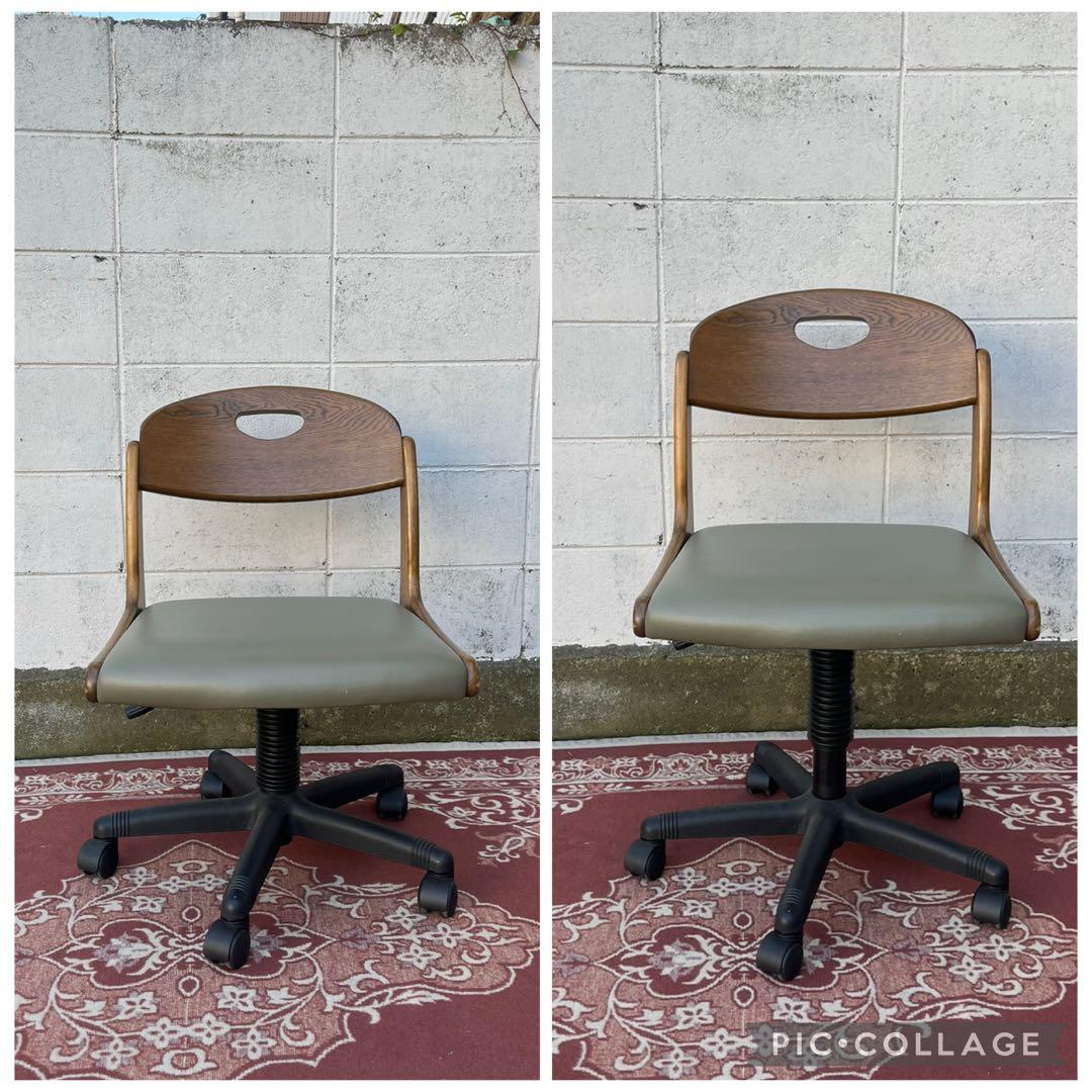 高級 浜本工芸 ◾️木製家具 ナラ材/ オーク材 デスクチェア ワークチェア 書斎