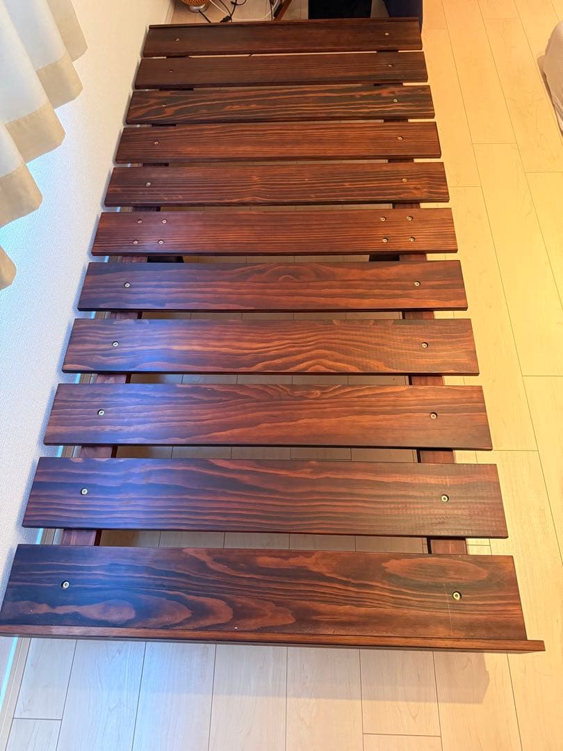 【中古美品】タンスのゲン シングルすのこベッド 高さ調節可能ローフレーム