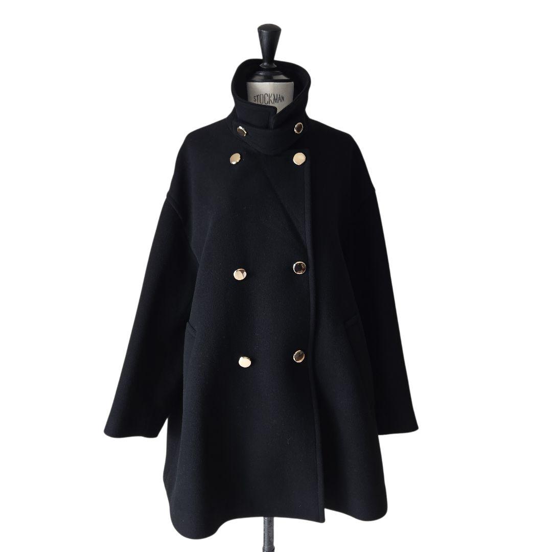 レサージュ SUPER120 ステンカラーショートコート ブラック