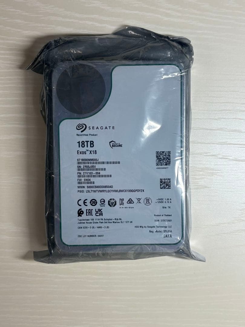 SEAGATE 18TB Exos X18 正規品　HDD SATA NAS