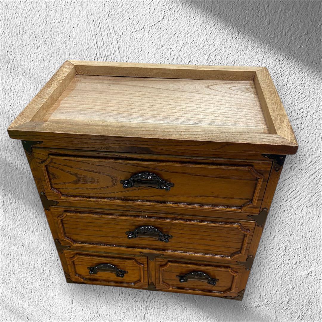 昭和レトロ 江戸タンス 三段四つ引き 未使用　ミニタンス