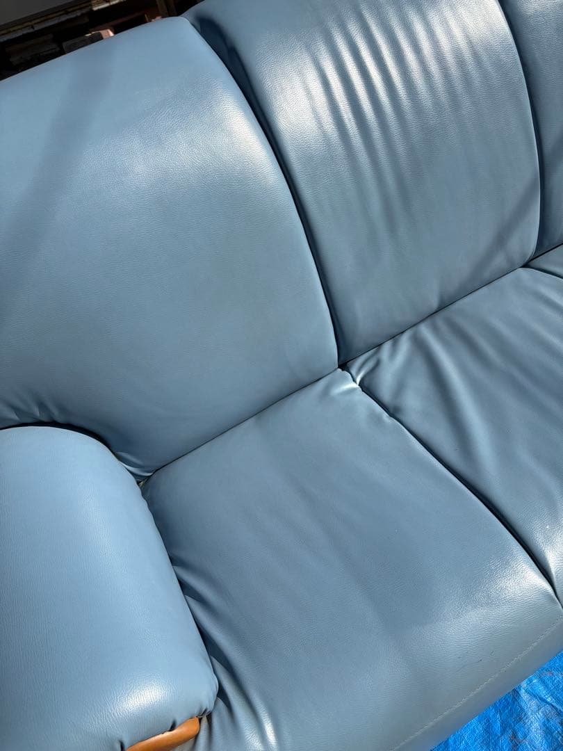 3人掛け　ソファー　ブルー　中古　引取り限定