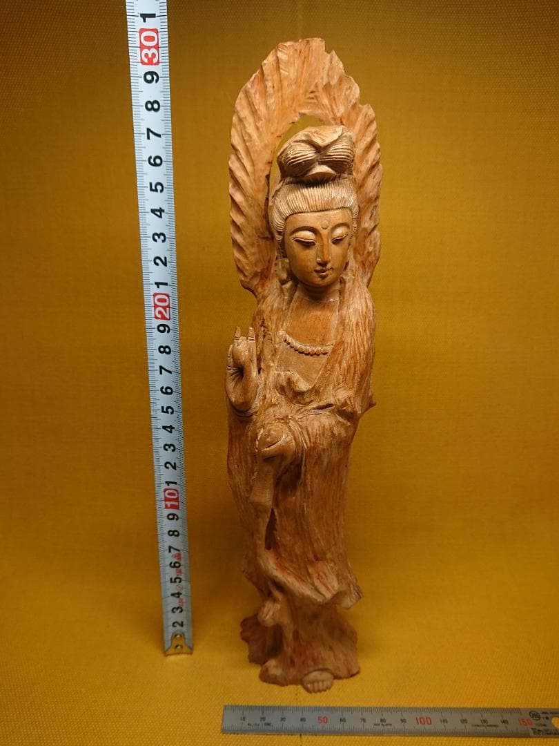 仏教美術　観音　仏像　木彫　置物　インテリア　工芸品　美術品　A1282