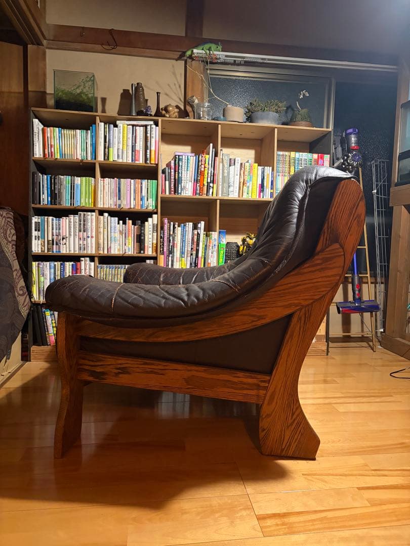 オランダ製 本革 1人掛けソファ ダークブラウン【引き取り限定/値段交渉可】