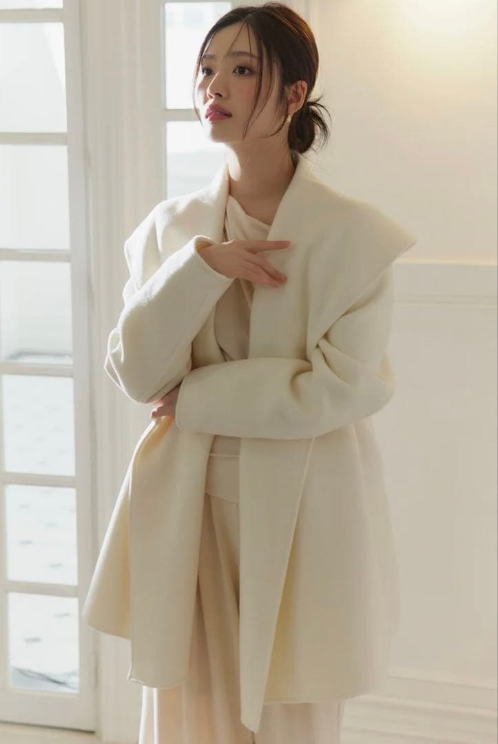 polaura ショールカラーウールミドルコート