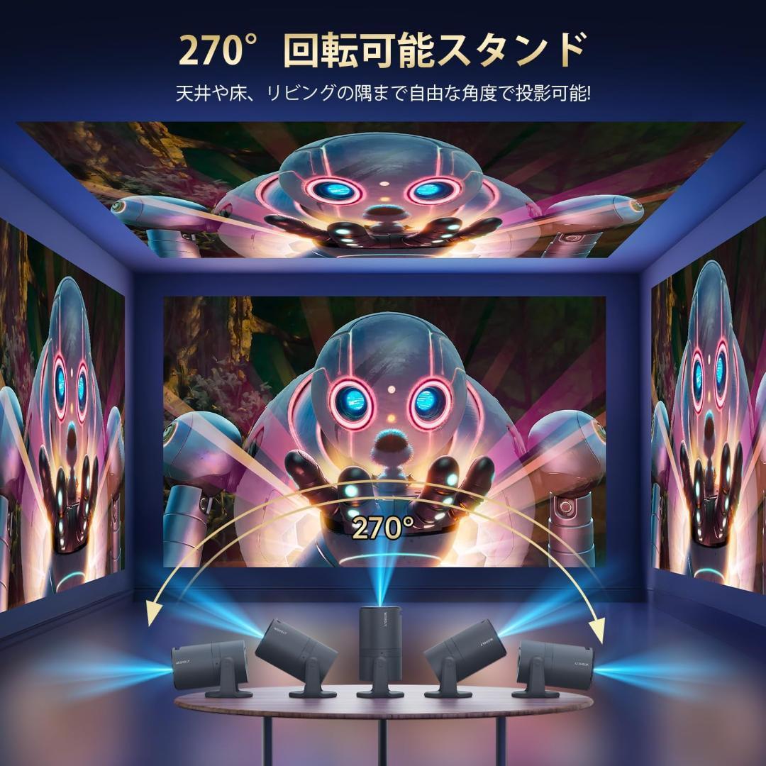 プロジェクター 電動フォーカス Android TV搭載 270°回転 S974
