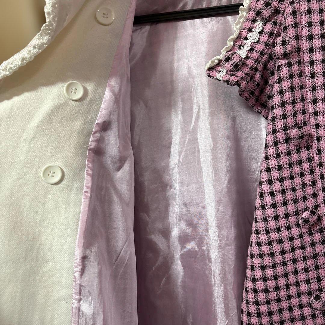 星*奨様 BODYLINEボディラインのチェック柄ワンピコート　ワンピース　姫ロ