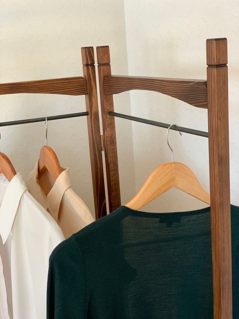 【洋書スタイル】木とアイアンのスリムハンガーラック