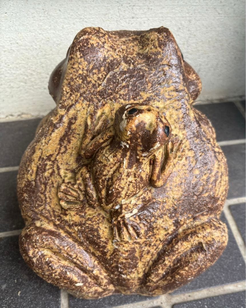 ビンテージ！骨董品　信楽焼　親子蛙　縁起物　開運