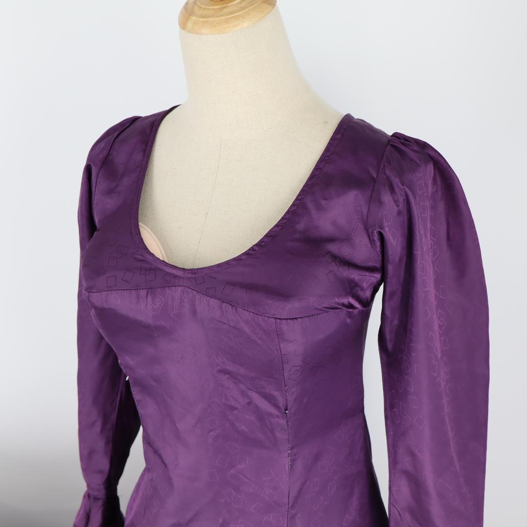 【美品 フラメンコ衣装】光沢パープル×柄×レース地 ドレス Flamenco