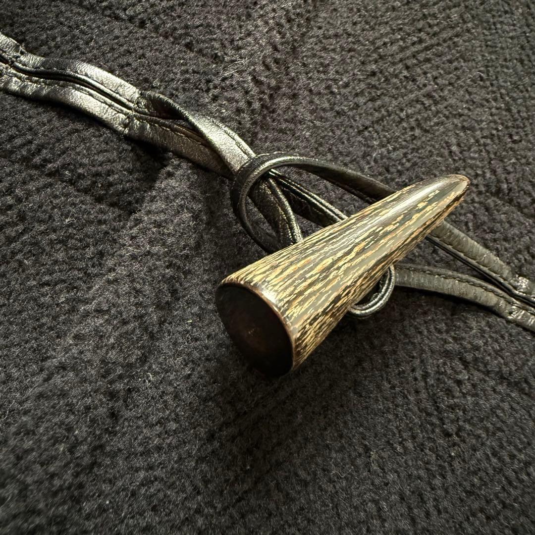 美品★ニューヨーカー ダッフルコート メンズ ヘリンボーン フード ロング丈 黒