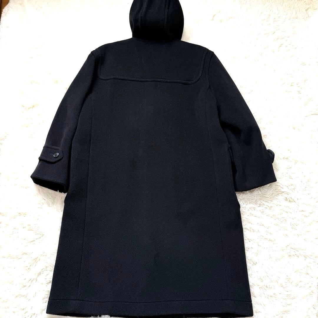 美品★ニューヨーカー ダッフルコート メンズ ヘリンボーン フード ロング丈 黒