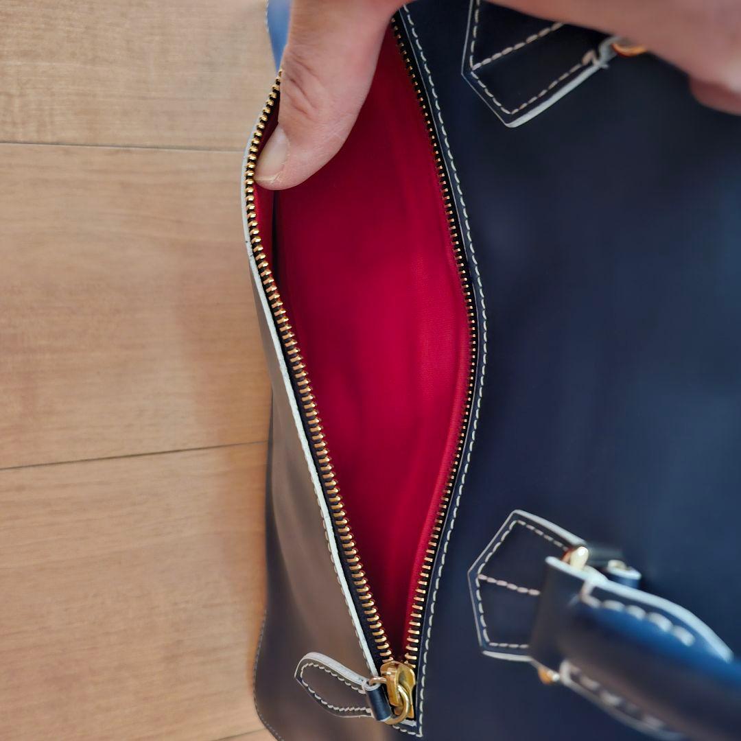 Boldrini SELLERIA ネイビー レザー ビジネスバッグ