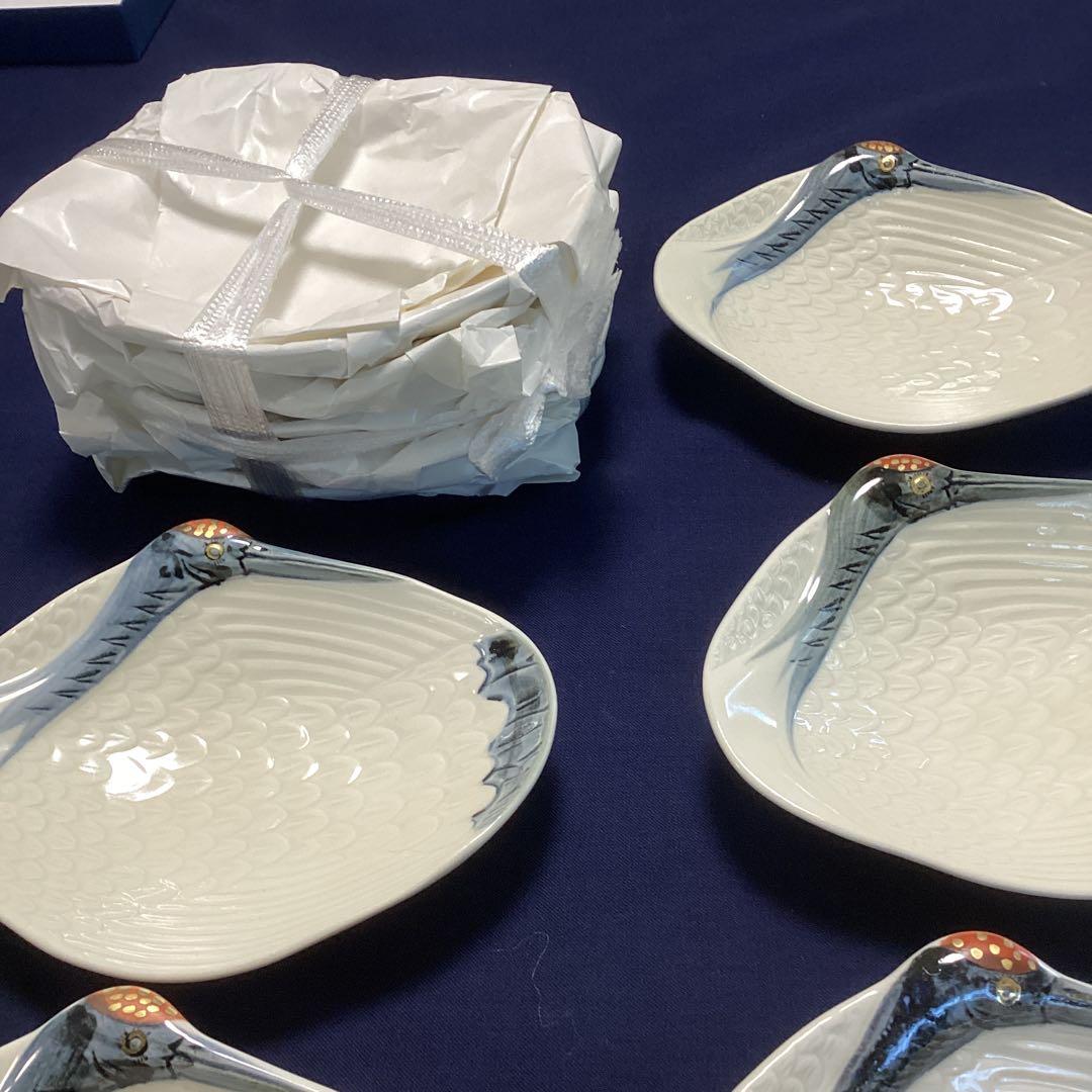 忙しくてごめんなさい　　永楽写巣篭もり鶴向付10客　新品未使用