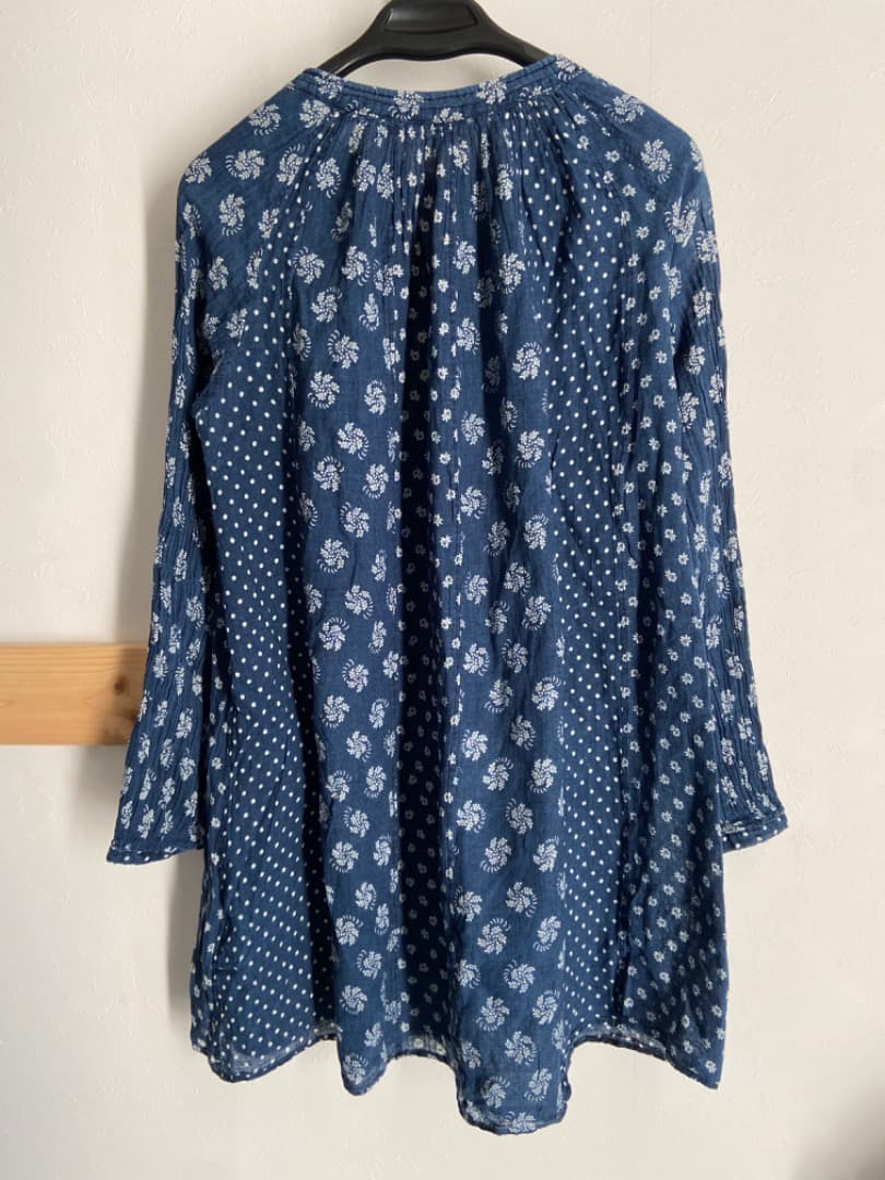 45R インディゴパッチワークチュニックブラウス