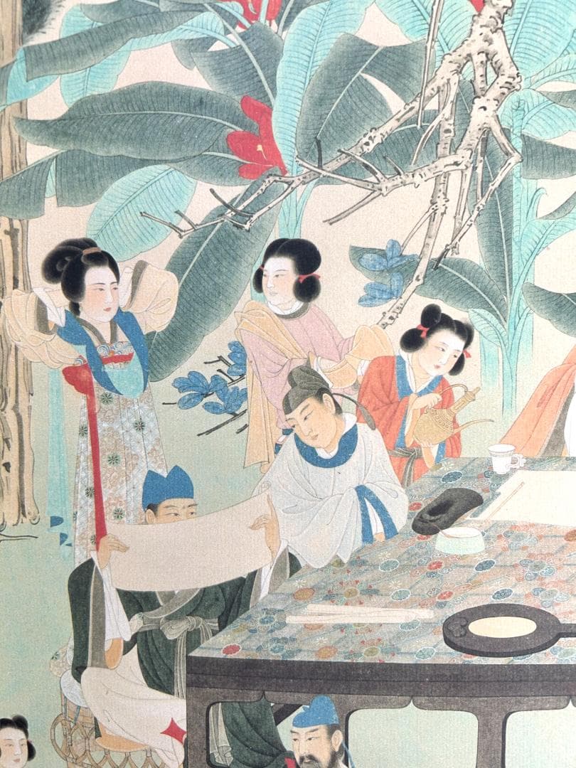 張大千　国立博物館　複製画　掛軸 　文会図　インテリア　激希