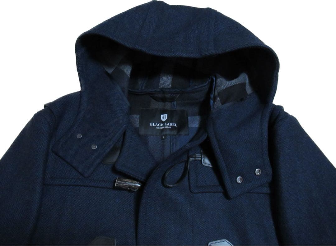 ブラックレーベルクレストブリッジ 新品！裏地総チェック柄ダッフルコート 濃紺 Ｌ