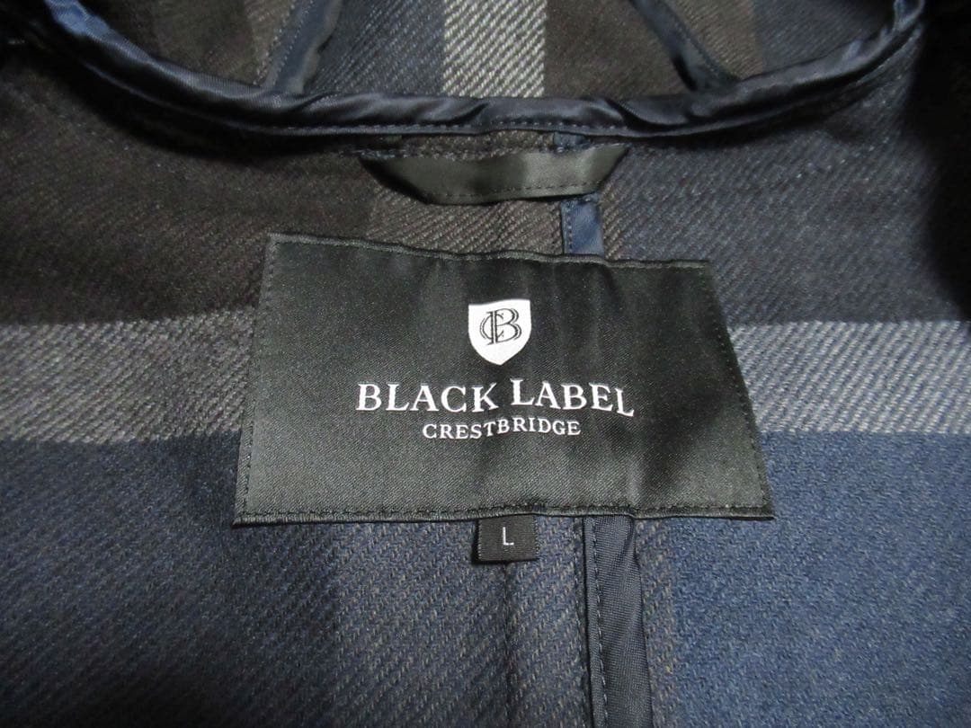 ブラックレーベルクレストブリッジ 新品！裏地総チェック柄ダッフルコート 濃紺 Ｌ