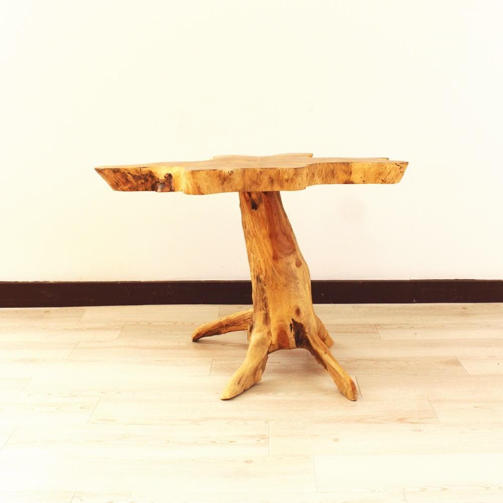 在庫処分 １点もの 木製 テーブル チーク材 天然木 一枚板 切り株 根 3