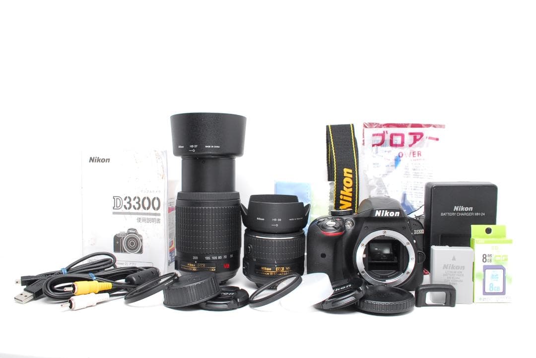 【使用感少　新品級ショット数　ダブルレンズ】Nikon D3300　スマホ転送